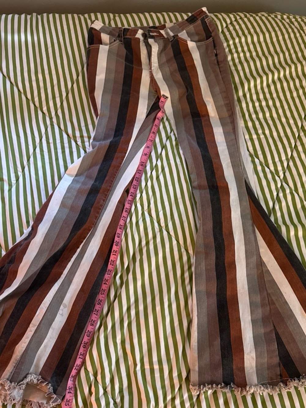 Saints and Hearts Stripes Bell Bottoms - Picture 4 of 7